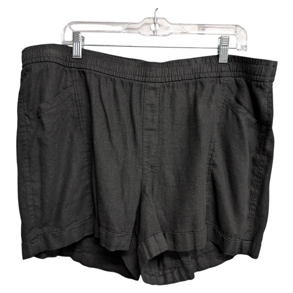 Black linen blend high rise shorts XL